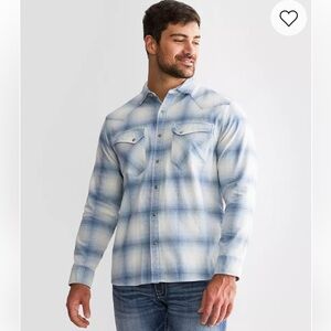 Pendleton Men XL Wyatt Blue Plaid Flannel Pearl Snap Long Sleeve Button Up Shirt